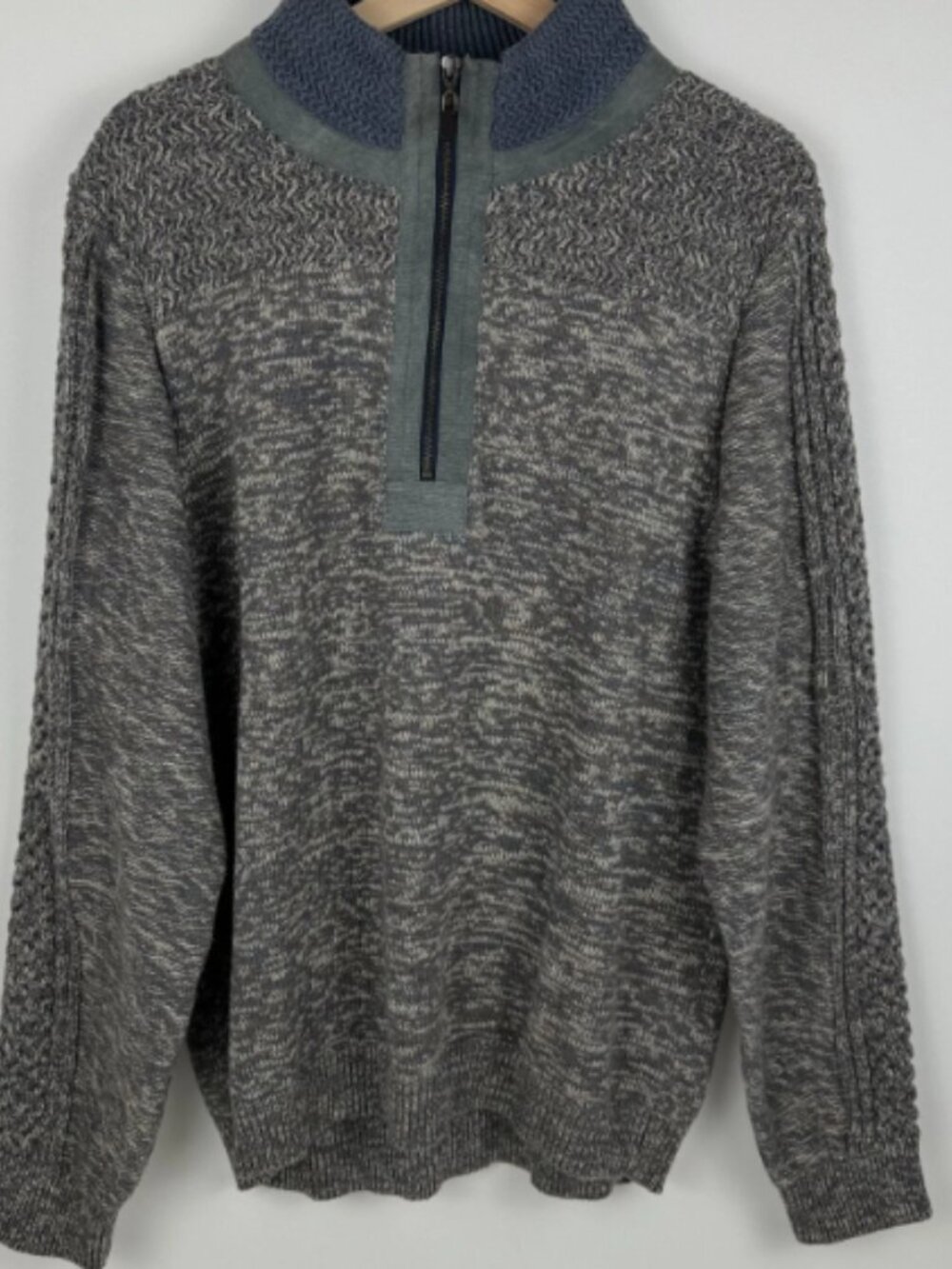 100 % Carbon 2 Cobalt 1/2 Zip Pullover Sweater Cotton Gray Mens Large L